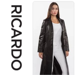 Ricardo | Amazing Vtg. Long Leather Coat Black* FREE HOBO BAG🎈
